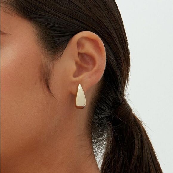 White gold Dome Earring Hoops - Picture 4 of 4